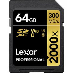 LEXAR Pro 64GB 2000X SDHC/SDXC UHS-II U3(V90) R300/W260