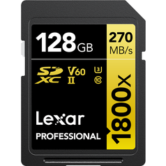 LEXAR Pro 1800x SDXC U3 (V60) UHS-II R270/W180 128GB