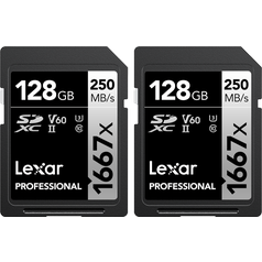 LEXAR Pro 1667X SDXC UHS-II U3 (V60) R250/W120 128GB - 2pack