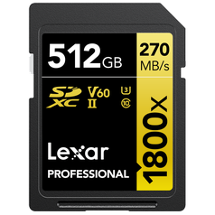 LEXAR Pro 1800x SDXC U3 (V60) UHS-II R270/W180 512GB