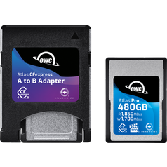 OWC CFexpress Atlas Pro R1850/W1700/VPG200 (Type A), CFX A to B adapter incl. - 480GB  (9.5.2024)