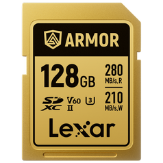 LEXAR SDXC ARMOR 128GB Gold UHS-II U3, Stainless Steel, IP68 R280/W210 (V60)