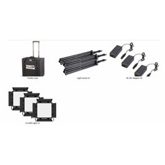 SWIT CL-60D 3KIT | Set of 3 x CL-60D | 1:1 60W 2000Lux Bi-color DMX SMD LED Panel Light(V-mount) with tripods and trolley case